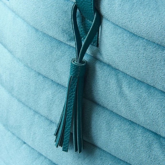 Silver Blue Quilted Velvet Tote - Picture 2 of 8